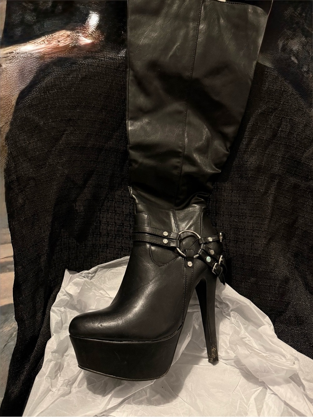 Shi by JOURNEYS Black Platform Knee-High Heeled Boots